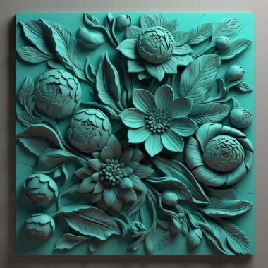 Patterns and decorations teal 1 3d model